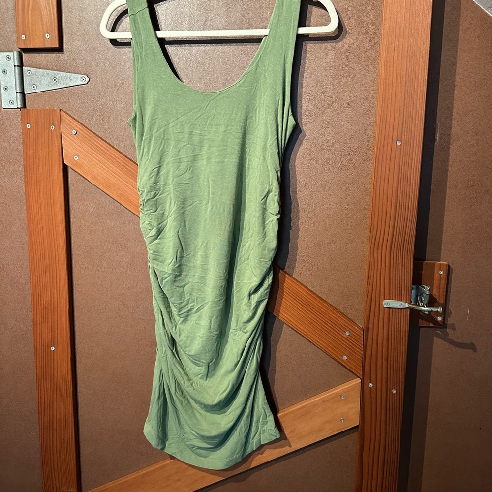 Isabella Oliver Olive Green Ruched Maternity Dress